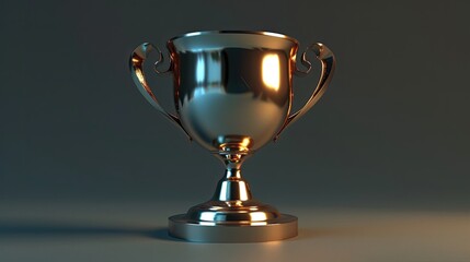 A metallic 3D trophy symbolizes achievement and success.