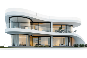 modern house isolated on transparent background