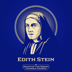 Saints of the Catholic Church. Edith Stein (1891-1942) was a German Jewish philosopher who converted to Christianity and became a Discalced Carmelite nun. - obrazy, fototapety, plakaty