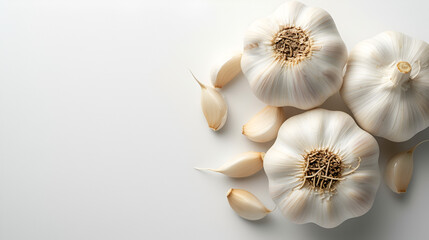 Fototapeta na wymiar garlic on white background copy space, generative ai