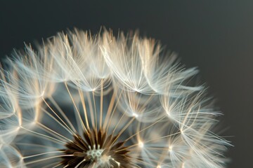 A striking dandelion captured in close-up against a black backdrop, perfect for wall art