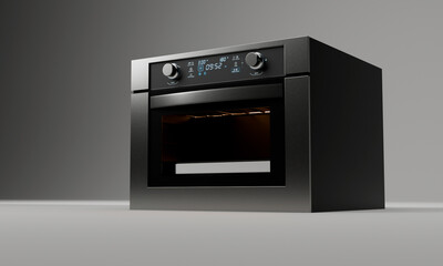 3d stove oven isolated grey background