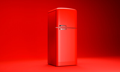 red 3d fridge isolated color background