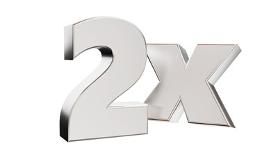 2x number 3d silver isolated white background