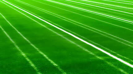 Green artificial grass with white corner lines