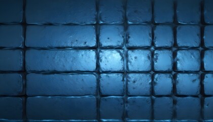 Row iron tiles wall, cold light