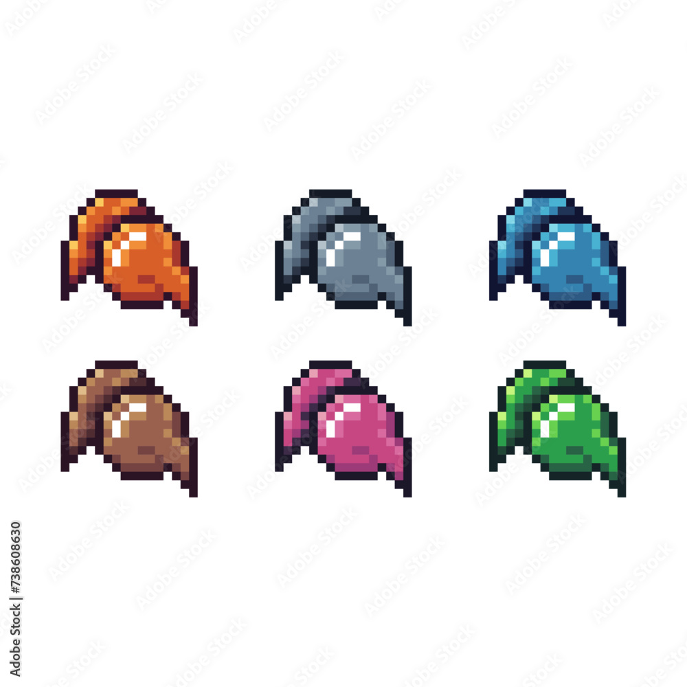 Poster pixel art sets icon of bubble chat in variation color. chat icon on pixelated style. 8bits perfect f