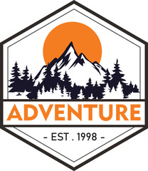 Vintage adventure logos mountain badges set Hand drawn stickers designs Travel expedition 
