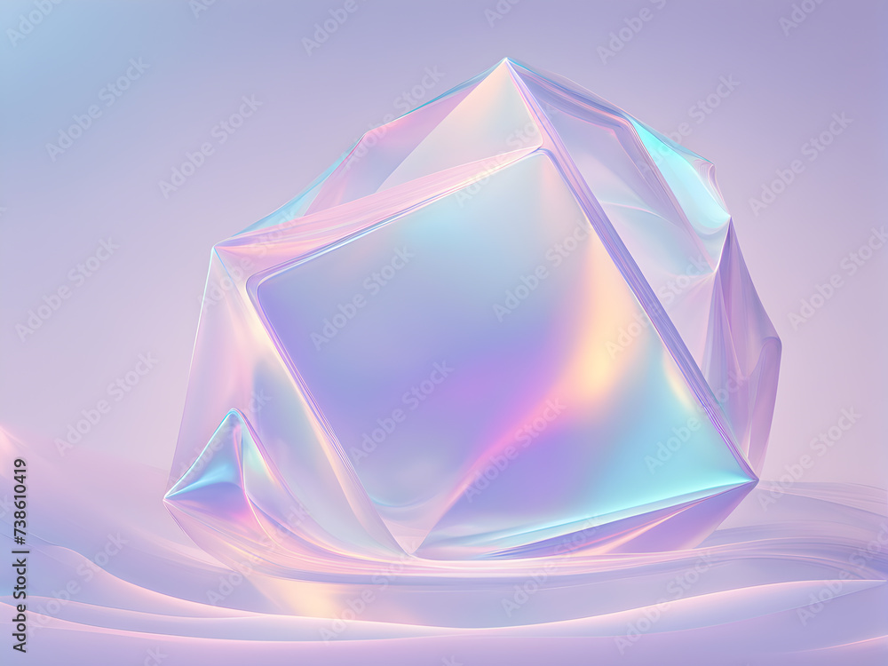 Aufkleber holographic-abstract-3d-shapes-multiple-translucent-layers-creating-depth-background-hinting