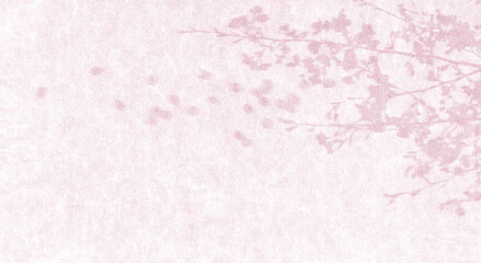 早春をイメージした和紙アート、桜の花が舞うシルエット