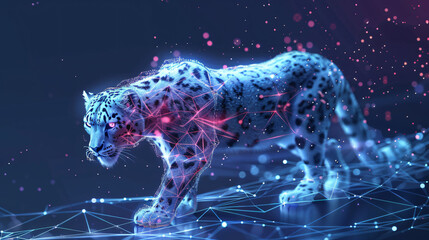 Obraz na płótnie Canvas Futuristic snow leopard banner