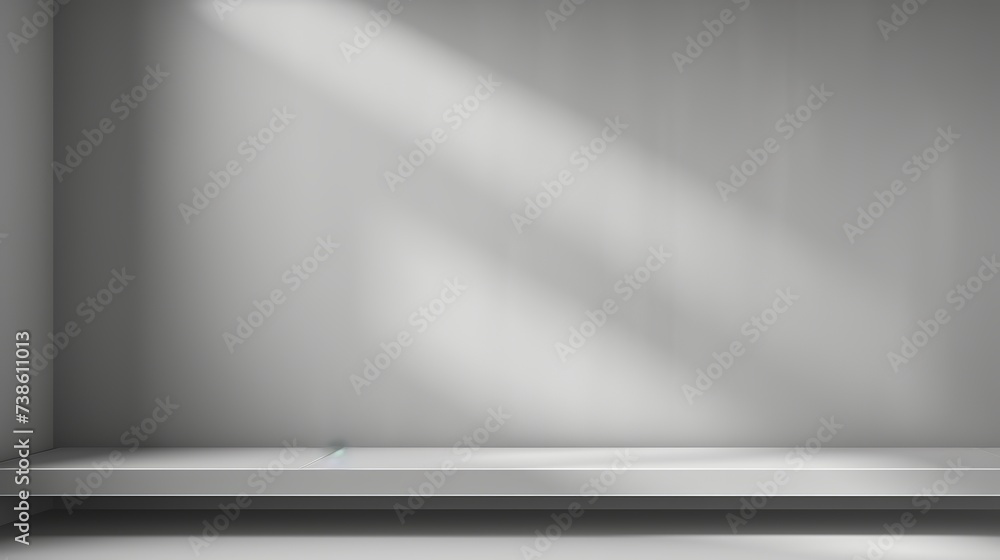 Poster gray background for product presentation with shadow and light from windows