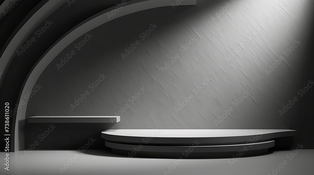 Poster gray background for product presentation with shadow and light from windows