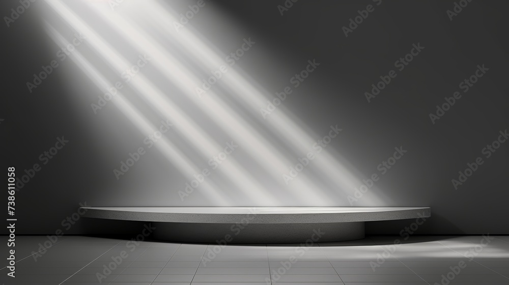 Poster gray background for product presentation with shadow and light from windows