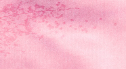 早春をイメージした和紙アート、桜の花が舞うシルエット - obrazy, fototapety, plakaty