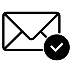checkmark mail, envelope with checkmark sign icon