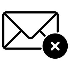 delete mail, envelope with cross icon