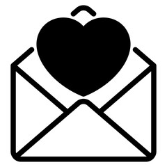 Love letter, envelope with heart shape, mail symbol vector icon