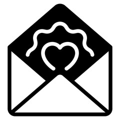 Love letter, envelope with heart shape, mail symbol vector icon