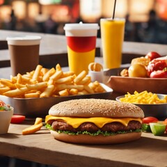 hot dog , burger and cola