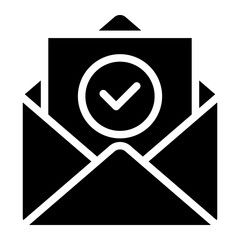 checkmark mail, envelope with checkmark sign icon
