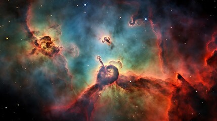Image of the Carina Nebula in infrared light. - obrazy, fototapety, plakaty