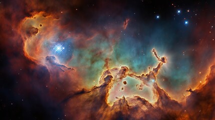 Image of the Carina Nebula in infrared light. - obrazy, fototapety, plakaty