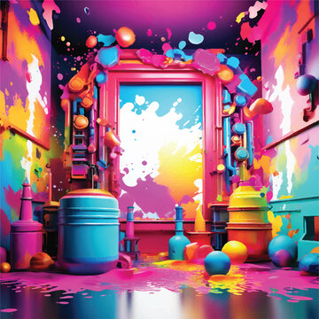 "Holi Festival Essence - Vector Background with Abstract Splashes, Bursting Colors, and Blank Spaces, Inviting Your Imagination to Paint the Celebration", epic royal background, big royal uncropped 