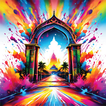 "Holi Festival Essence - Vector Background with Abstract Splashes, Bursting Colors, and Blank Spaces, Inviting Your Imagination to Paint the Celebration", epic royal background, big royal uncropped 
