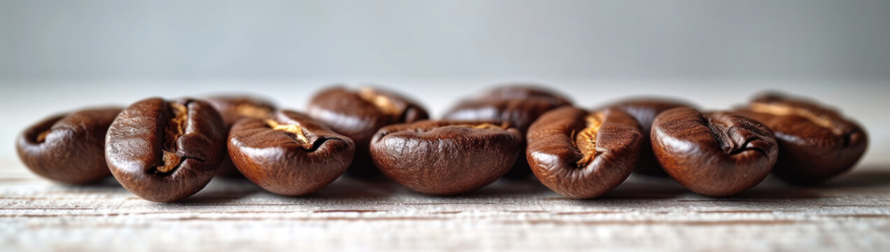 Coffee Beans on a White Background extreme closeup. Generative AI
