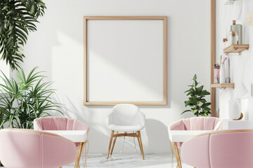 Pink Chairs and Picture Frame in a Living Room