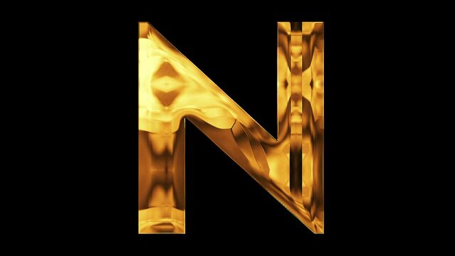 golden letter N animation video