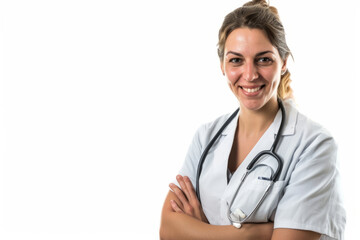 Fototapeta premium Woman Wearing White Coat and Stethoscope
