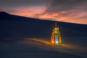 Ramadan lantern in desert