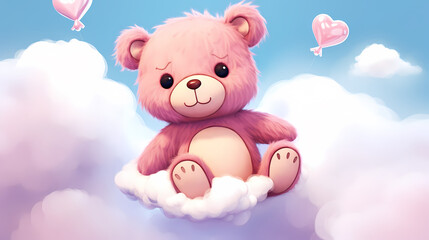 Obraz premium Toy teddy bear sitting on bokeh background