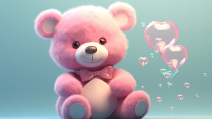 Obraz premium Toy teddy bear sitting on bokeh background