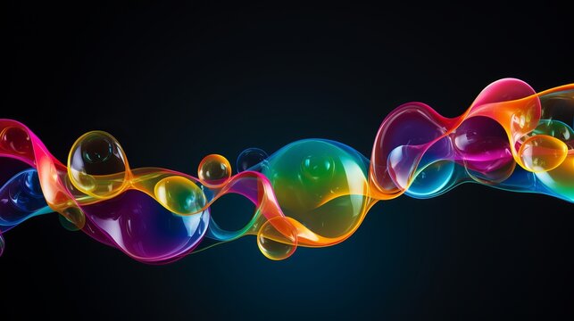 Rainbow soap bubbles on a dark background