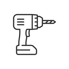 Drill, linear icon. Line with editable stroke