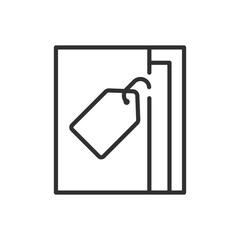 The price of a book, linear icon. The price tag on a book. Line with editable stroke