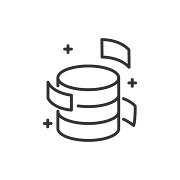 Databases and data parts, linear icon. Line with editable stroke