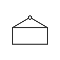 Signboard. Sign on a rope, linear icon. Line with editable stroke