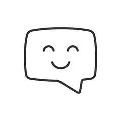 Obraz premium Speech bubble with a smile, linear icon. Line with editable stroke
