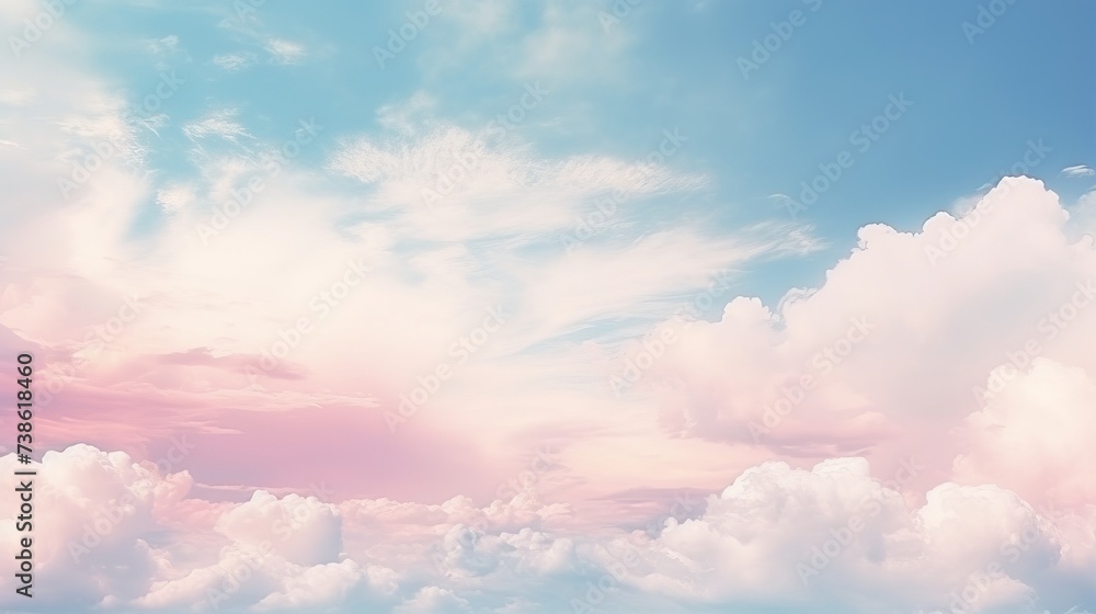 Poster sky and soft cloud with pastel color filter and grunge texture, nature abstract background