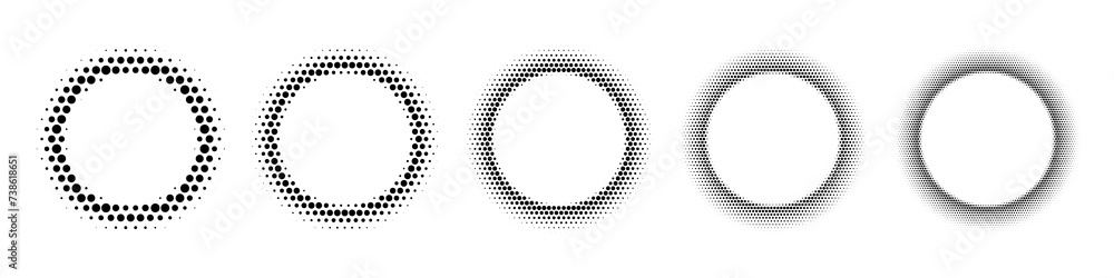 Poster black dotted halftone round frames. abstract background with light glow elements. pattern circle log