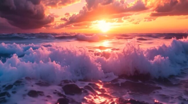 water waves at the time of sunset