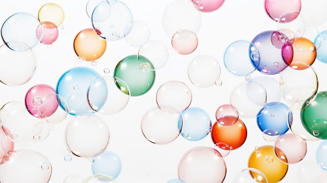 Soap bubbles on a white background