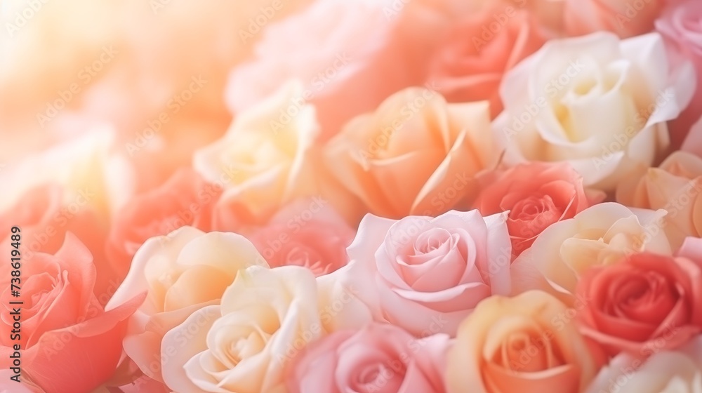 Poster sweet color roses in soft color and blur style for background
