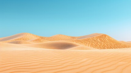Fototapeta na wymiar Desert landscape with sand dunes and clear blue sky