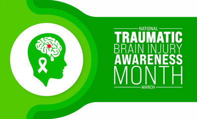 March is National Traumatic Brain Injury Awareness Month background template. Holiday concept. use to background, banner, placard, card, and poster design template with text inscription