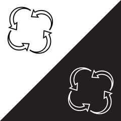Repeat icon vector. Recycle icon sign symbol in trendy flat style. Rotation vector icon illustration isolated on white and black background
